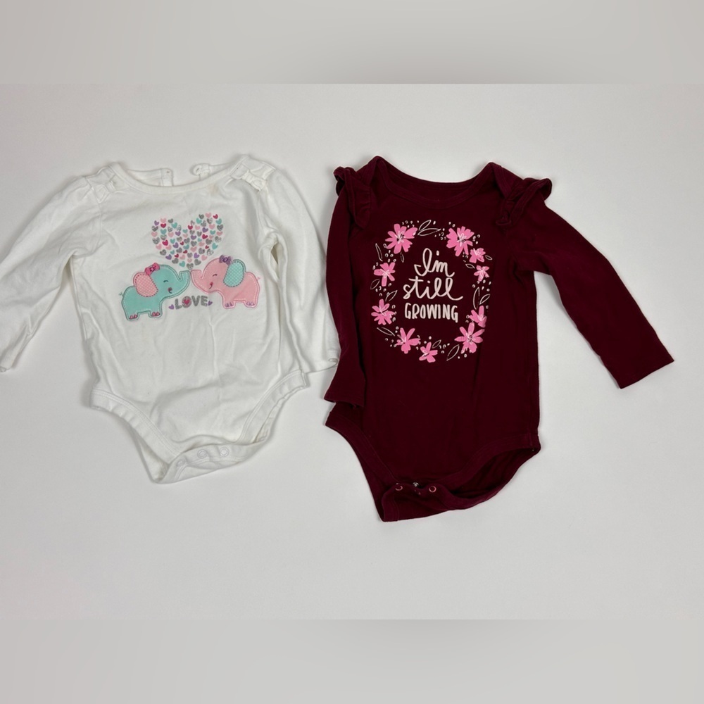 Toddler Girls Long Sleeve Onesies Lot of 2